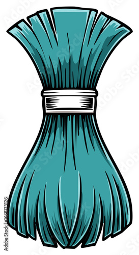 Teal stylized abstract brush whisk or decorative tassel cartoon vector illustration