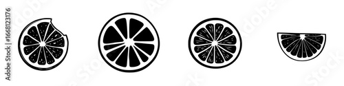 Visual representation of citrus fruits showcasing different cuts and angles in a minimalist style