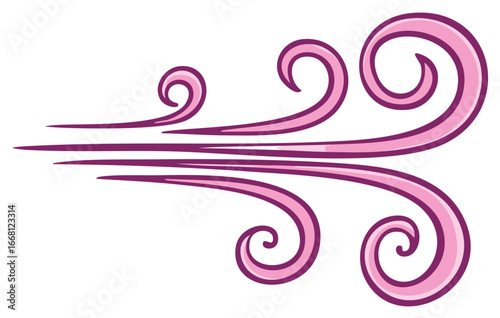 Pink Graphic Wind Gust Stream Blow Swirls Illustration Weather Icon