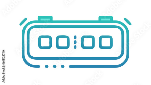 Modern digital alarm clock icon with a gradient blue color scheme displaying zero zero zero zero time on a black background