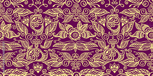 Yellow Mehndi Seamless Floral Pattern
