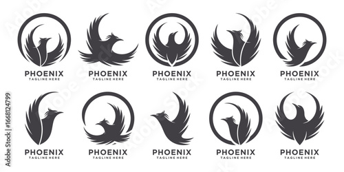 Set bundle phoenix logo design unique concept Part 1