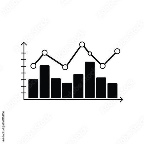 Doodle style bar chart and line graph representing business growth and financial data analysis