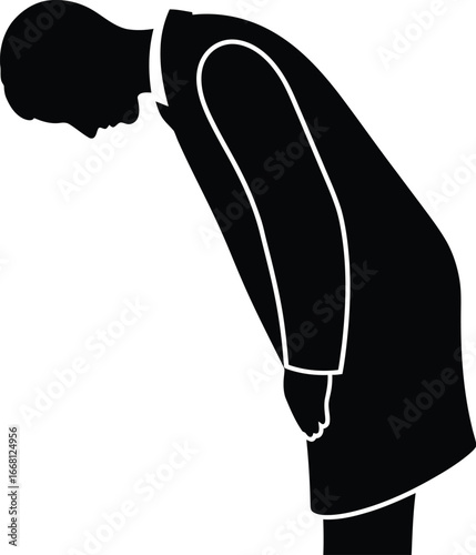 Vector art of a man bowing in respect or apology
