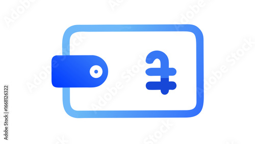 Modern flat icon of a blue wallet with a pound sterling symbol inside on a black background representing digital currency and financial transactions