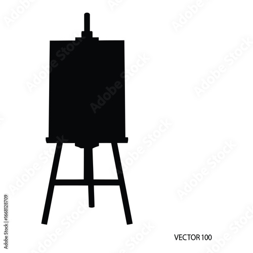 Artist's easel silhouette with blank canvas ready for creative masterpiece display silhouette