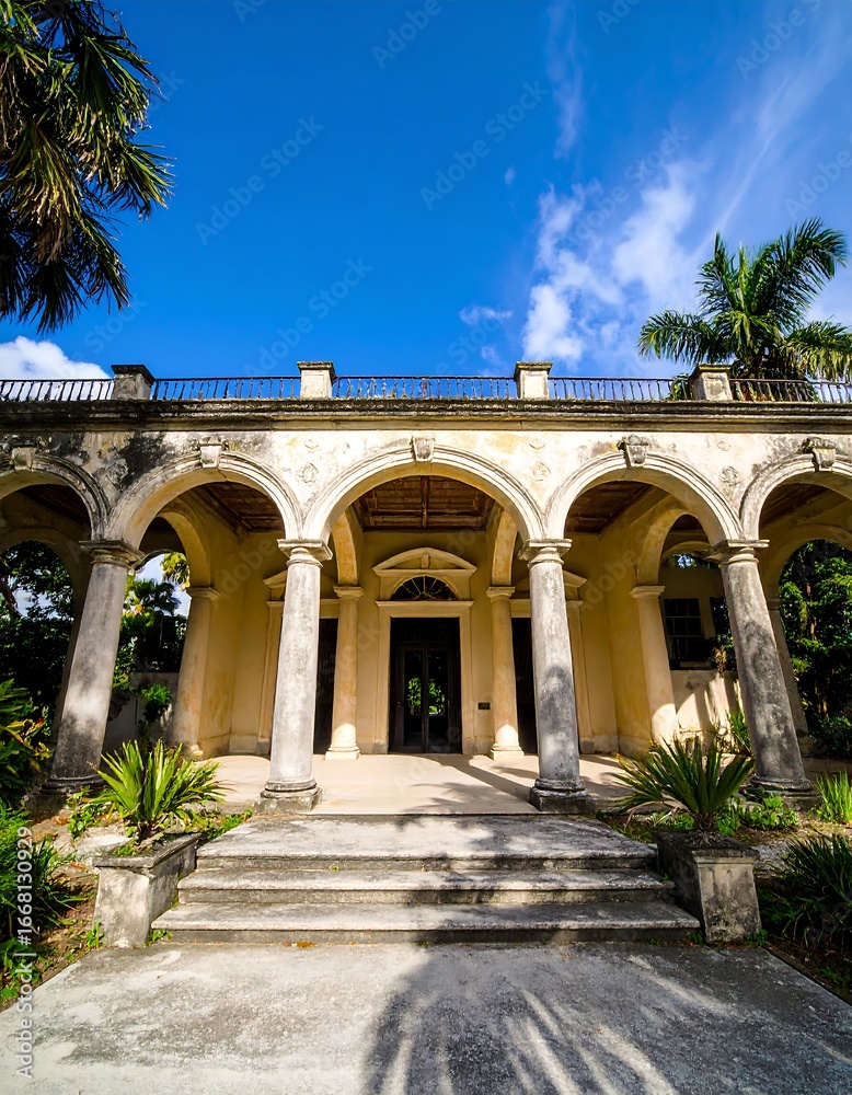 Obraz premium Grand mansion entrance under a clear sky