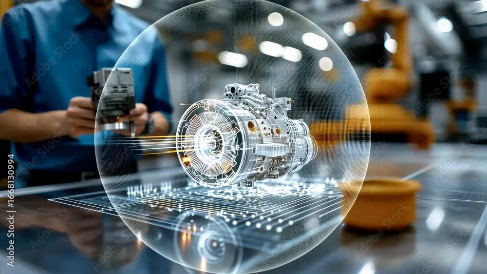 Automotive model development: digital engine, designer vision, planner plan, engineer skill, creative concept, technical structure, modern prototype, mechanical system, virtual build, industry process