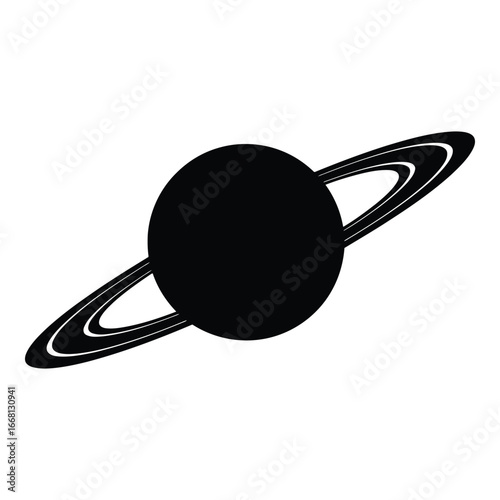 Stylized silhouette of saturn and its rings a celestial body in outer space silhouette