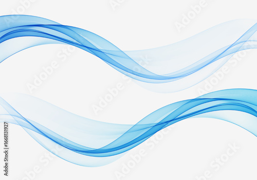 Smooth transparent blue wave design element. Blue wave. Blue motion wave, smoky flow curve. Set of abstract waves.