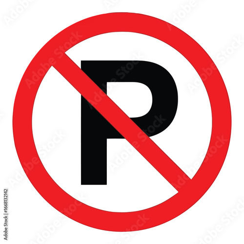 Clear no parking symbol red circle with diagonal slash over letter p traffic sign silhouette