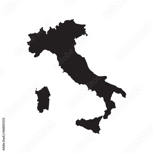 Simple vector icon of Italy geographical  including Sicily and Sardinia islands silhouette icon vector flat illustration design on white background