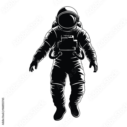 Silhouette astronaut in space suit floating weightless cosmic exploration journey discovery silhouette