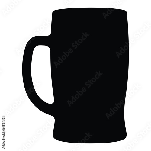 Bold silhouette of a classic beer mug with handle perfect for pubs and bars silhouette