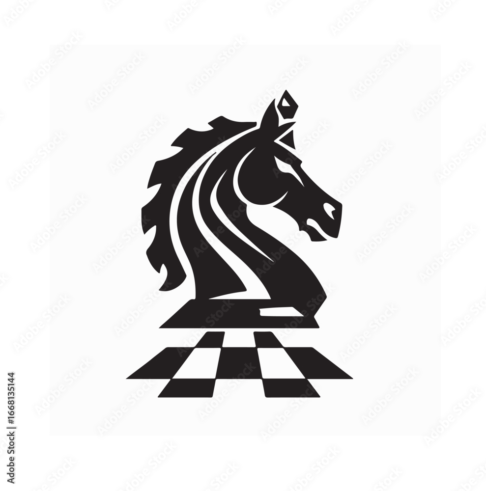 Fototapeta premium Knight Chess Figure Vector Minimalist Game Piece Illustration on white background