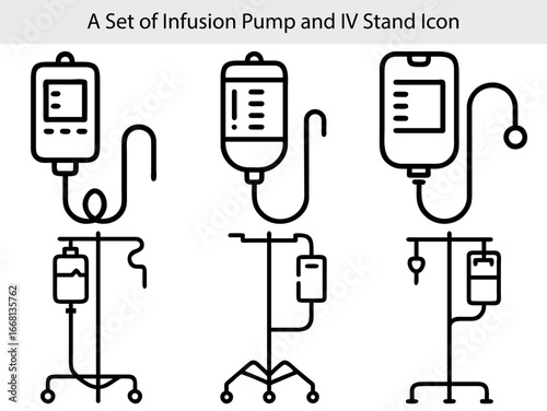 Medical infusion pump and I V stand icons iv stand hospital equipment