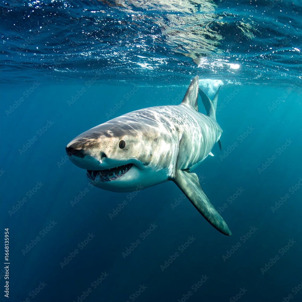 Fototapeta premium Great white shark underwater (3)