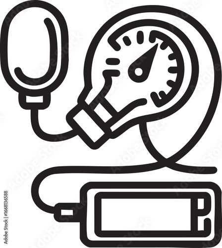 Sphygmomanometer vector: blood pressure monitor illustration eps silhouette