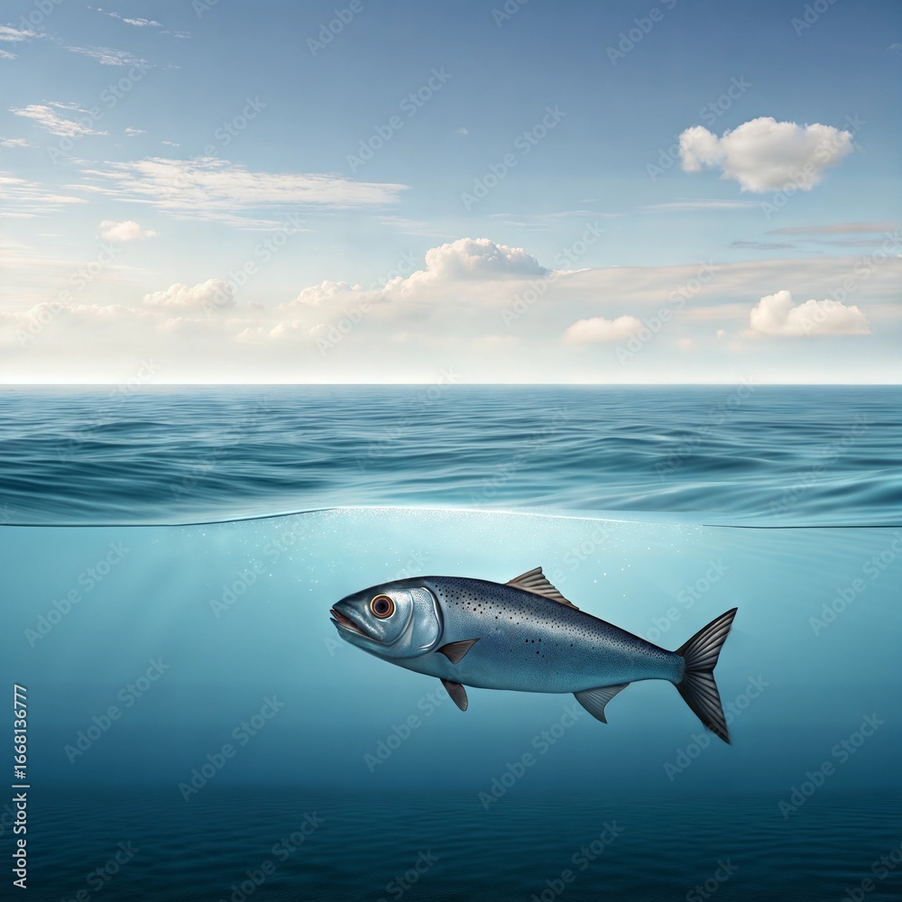 Fototapeta premium Fish in solitude - diversity concept racism and isolation