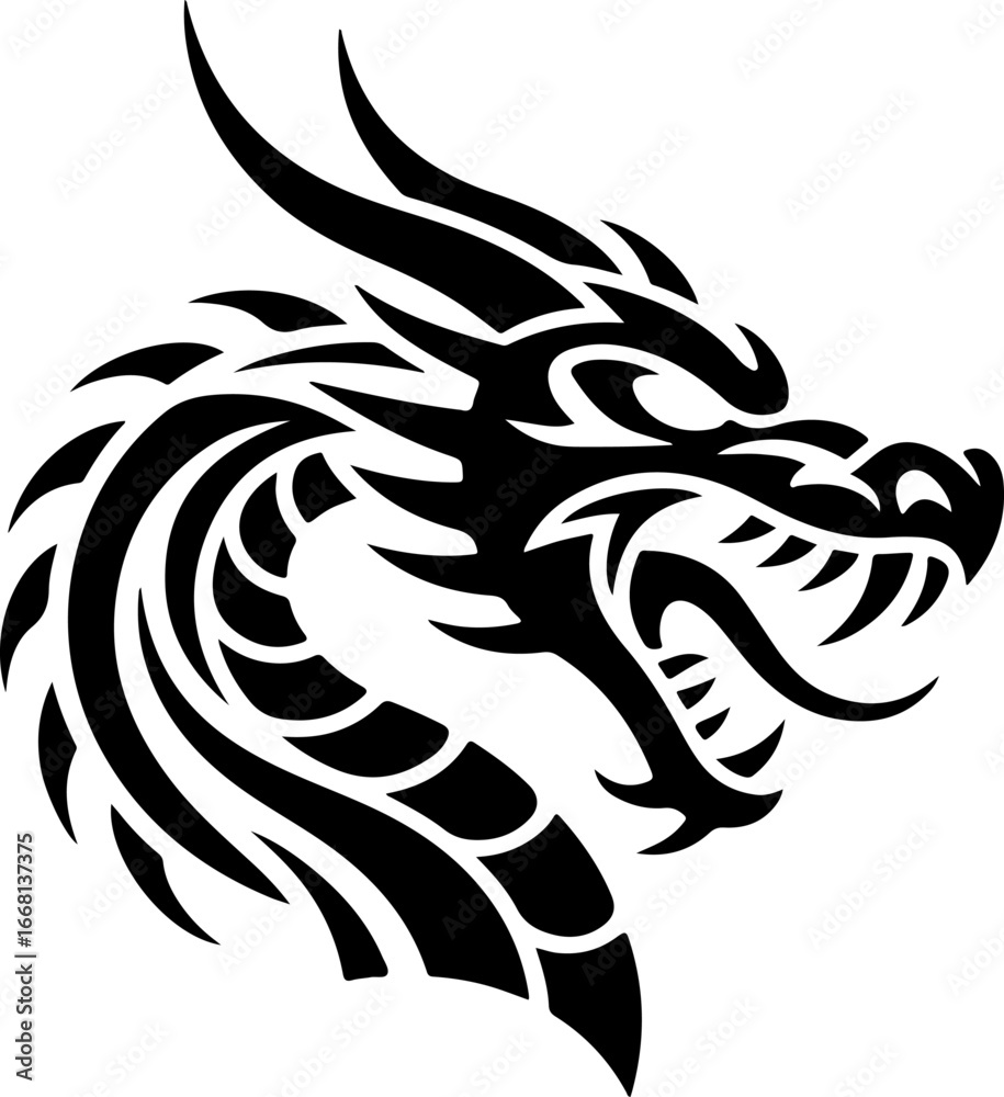 Obraz premium Dragon and Skull Tattoo Design Vector