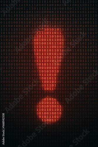 Red exclamation mark on binary code
