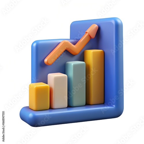 Stock Market Graph 3D Icon Illustration – Investment Trend Icon