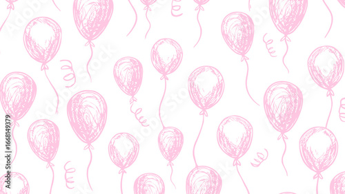 Pink balloons in the white background vector. Celebration seamless pattern .