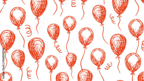 Red balloons in the white background vector. Celebration seamless pattern .