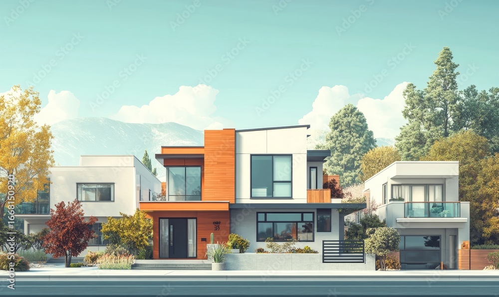 Fototapeta premium modern apartment building, Generative AI