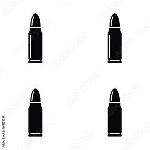 Four black bullet icons in a square formation on white background