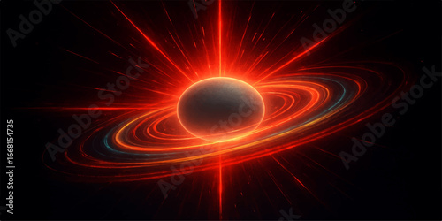 Vibrant explosions of fiery orange light ignite the cosmos as a colossal sun, a brilliant star of pure energy, glows brightly in the black expanse of space