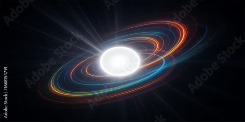 Abstract burst of light in a cosmic fractal background with swirling energy