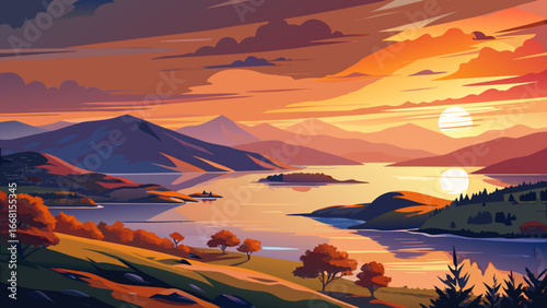 Kyles of Bute at Sunset, Argyll’s Secret Coast
Sunset paints Argyll’s hidden shores in amber glow, hills shimmer warmly, waters reflect endless hues, silence drapes the Kyles of Bute, Scotland’s secre