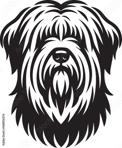 Briard Dog vector in black and white