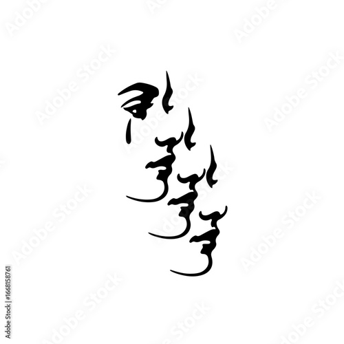 Abstract artistic faces conveying emotion and thought, a modern visual representation of inner feelings and contemplation