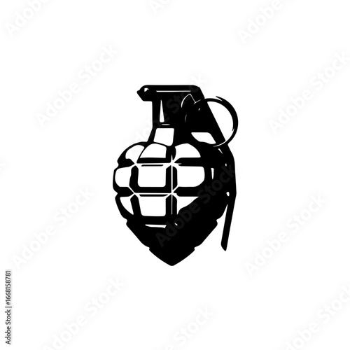 Dynamic grenade icon symbolizing explosive power and impactful action for modern design projects