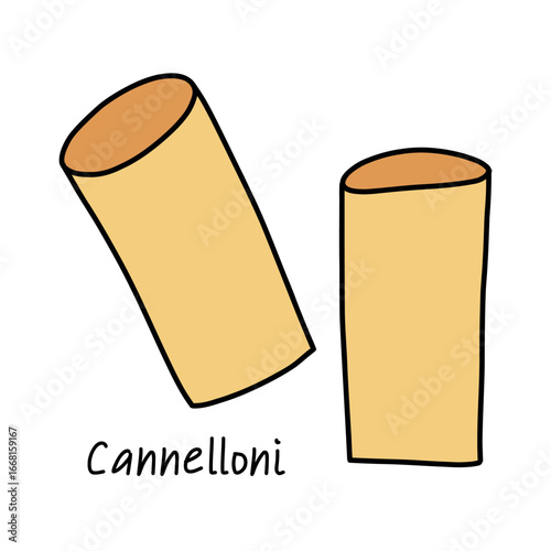 Italian empty cannelloni tubes on white background, dry pasta