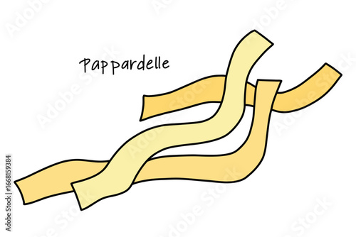 Thinly rolled pappardelle noodles isolated on white, italian pasta