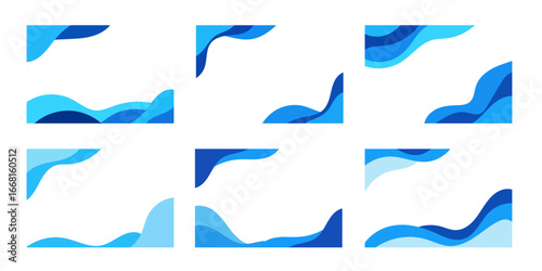 Blue wave corner accents on white background abstract
