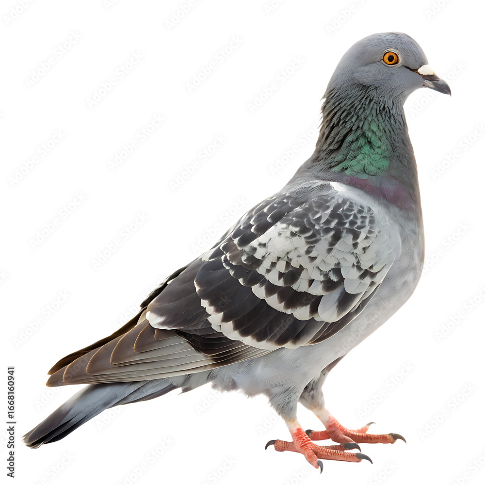 Fototapeta premium A common city pigeon or rock dove standing on the ground isolated on a transparent background png