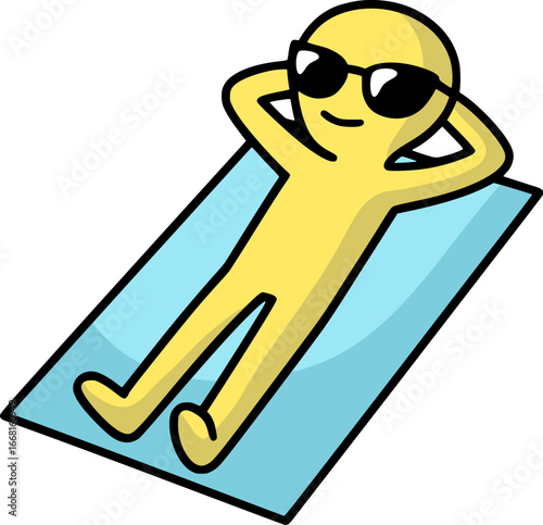 Character with sunglasses in relax pose in summer