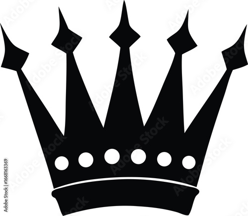 Royal black crown silhouette symbolizing royalty authority power prestige leadership success royalty crown icon graphic design element