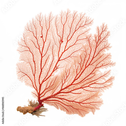 Fototapeta Naklejka Na Ścianę i Meble -  A red sea fan a type of soft coral from a reef isolated on a transparent background png