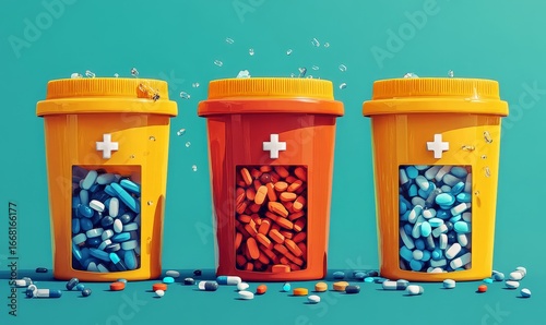 Proper disposal and recycling of unused or expired medical pills, designed to prevent environmental contamination and ensure safe pharmaceutical waste management, Generative AI