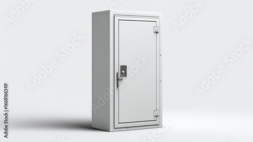 Modern White Security Safe with Lock Mechanism in Simple Design  Ideal for Home or Office Use  Protects Valuables from Theft and Fire Damage