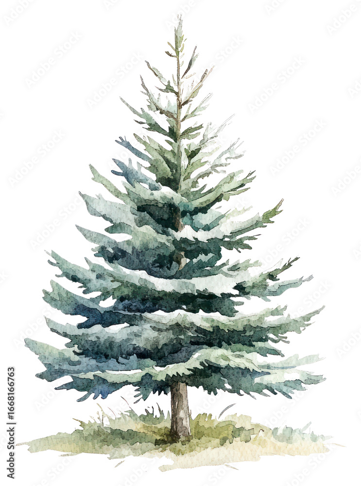 Obraz premium PNG Dwarf alberta spruce art illustration watercolor.