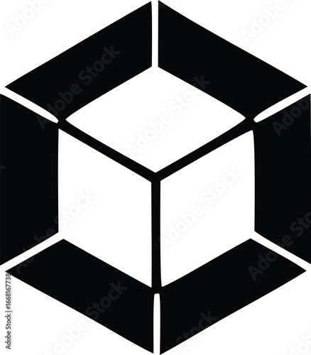 Geometric cube icon abstract design for digital platforms representing structure and modernity