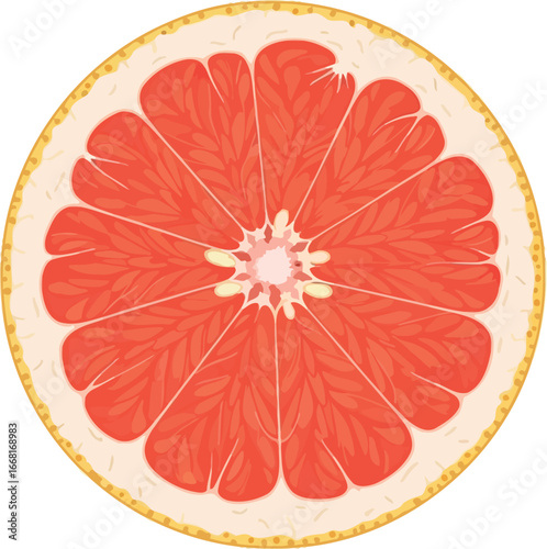 Vibrant close-up of a juicy grapefruit slice, showcasing its healthy segments and refreshing texture.