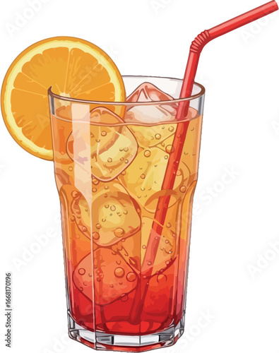 Refreshing orange cocktail with ice and garnish, perfect for a summer day.