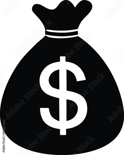 Iconic bag of money symbol featuring a prominent dollar sign for wealth finance and business concepts